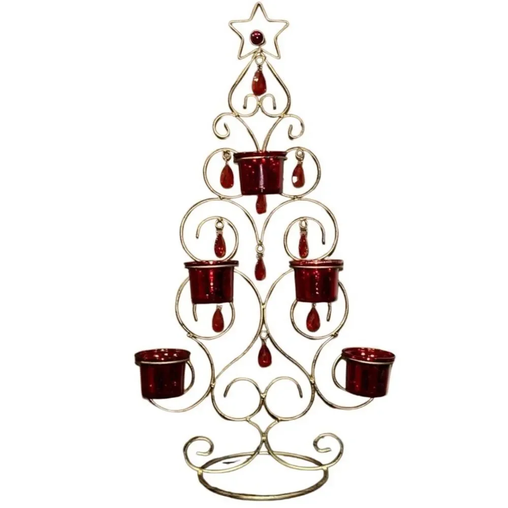 Rustic Metal Christmas Tree Candle Holder